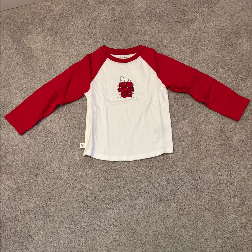 NWT Janie and Jack Peanuts Snoopy Holiday Raglan Tee, 4